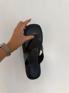 Call It Spring Black Cross-Strap Slide Sandals